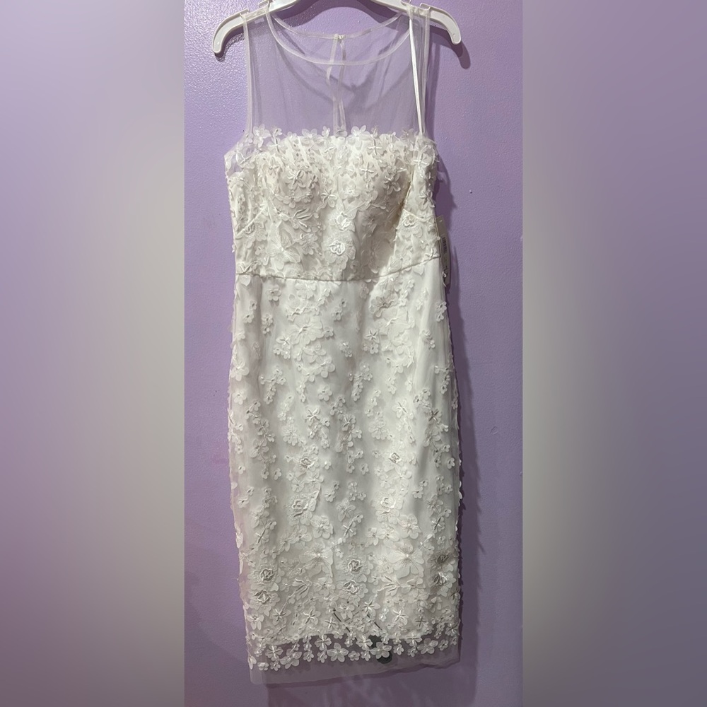 White dress with printed white flowers